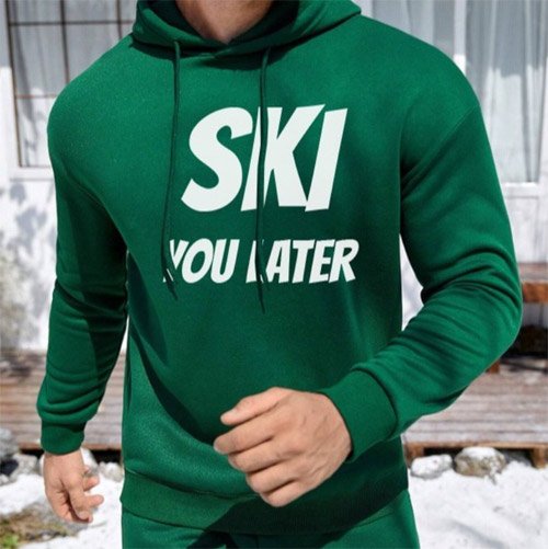 bedrukte hoodie wintersport